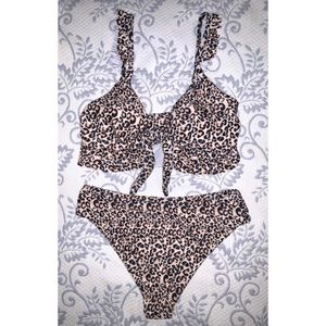 NEW Cheetah print tie bikini with ruffles